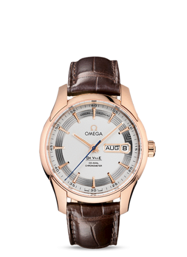 Omega De Ville Hour Vision Co-Axial Annual Calendar Red Gold / Silver / Alligator
